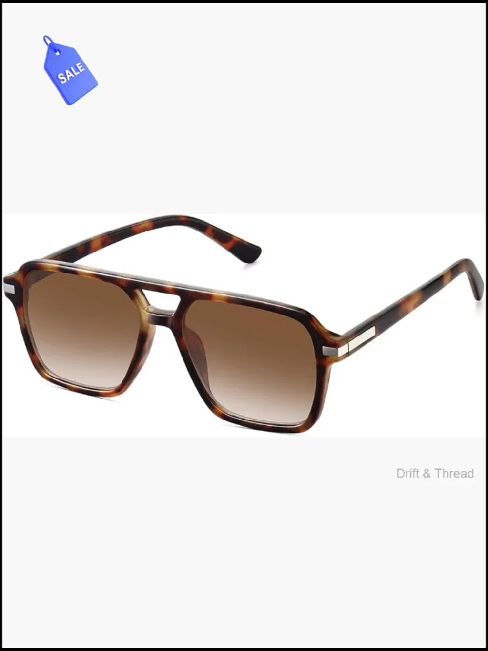 Vintage Square Aviator Sunglasses UV400 Protection Retro Shades for Women Men